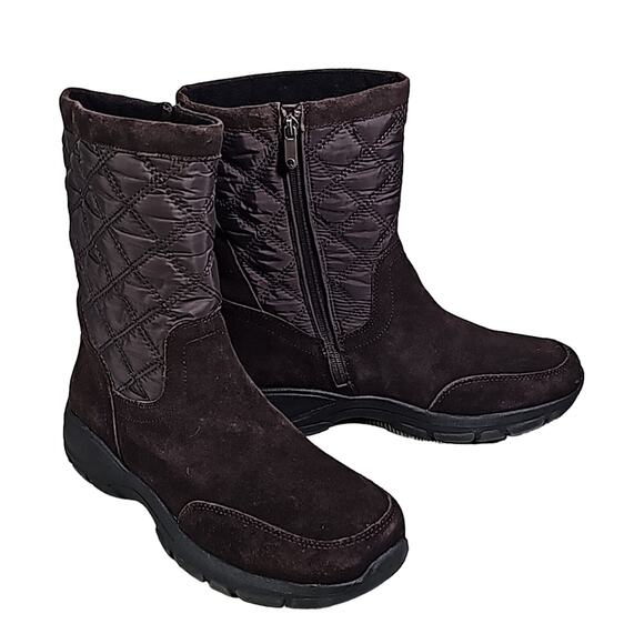 Lands' End Suede Quilted All Weather Boots Womens Size 10 - Picture 1 of 14